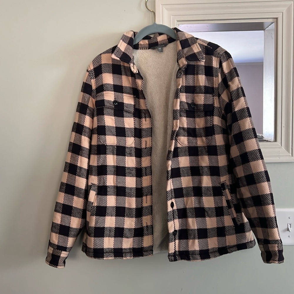 LL Bean Chamois Plaid Shirt Shacket Shirtjac Sherpa Lined